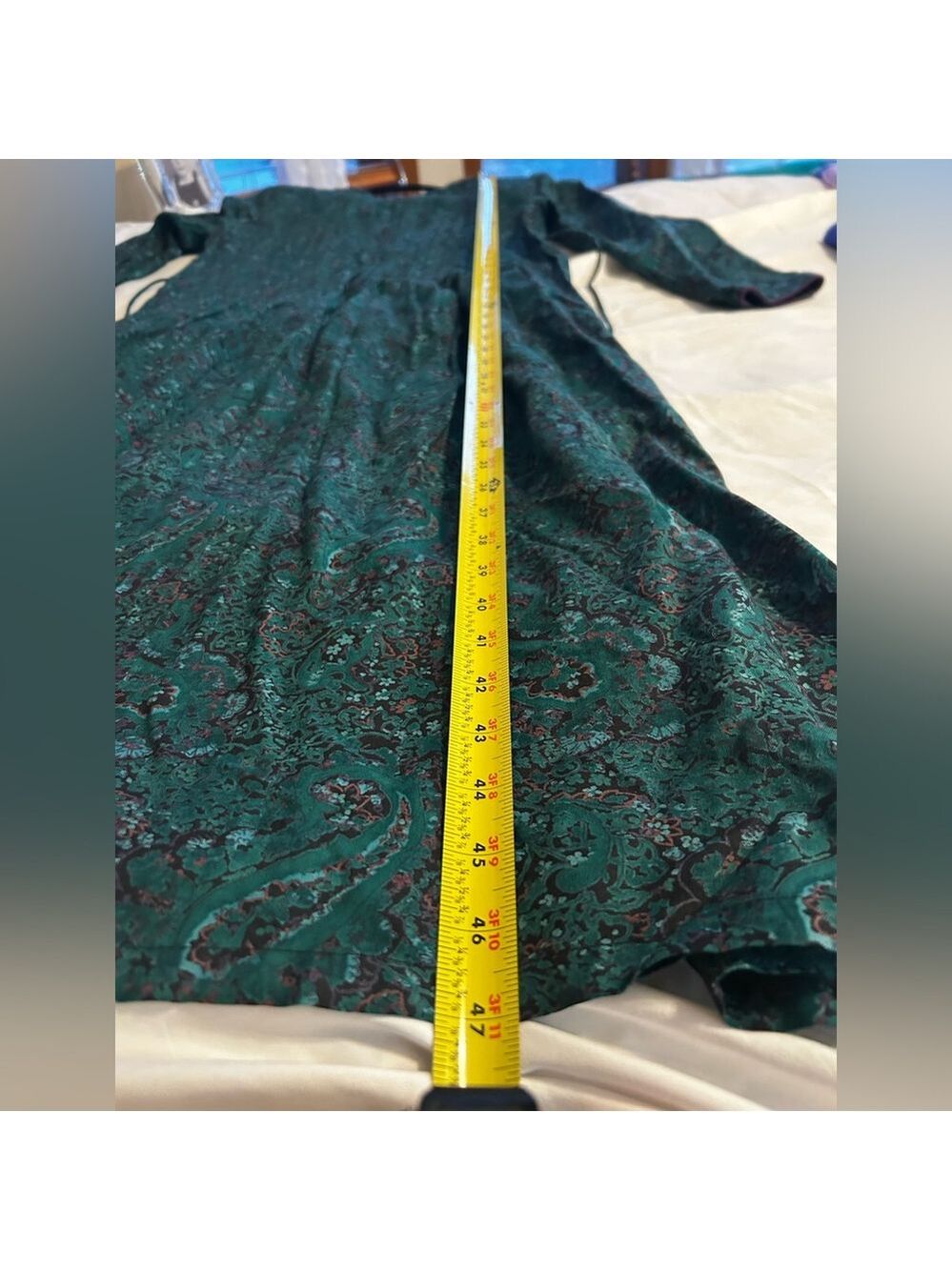 90s Cottagecore Darkacademia Emerald Green Dress Size 8P - Picture 12 of 12